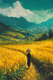 稻田插画瑶族大米