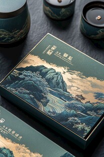 茶叶包装青绿山水