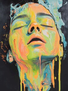 人脸色块拼接装饰画
