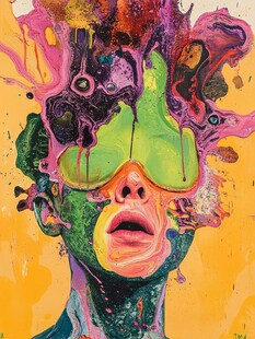 人脸色块拼接装饰画