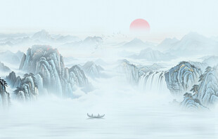 工笔国画山水壁画