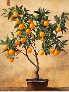 手绘橘树