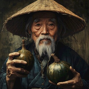 中年农夫抱西瓜头像