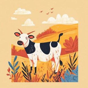 草原扁平风插画