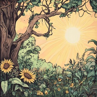 阳光风景插画