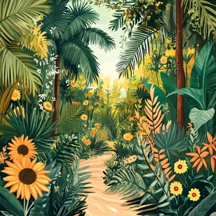 热带雨林花草树木背景