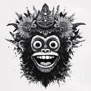 猩猩插画图案印花