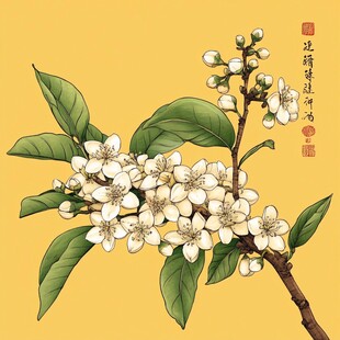 手绘梨花工笔花