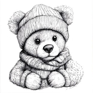 小熊线稿