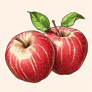 手绘红苹果