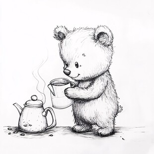小熊线稿