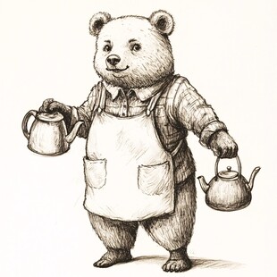小熊线稿