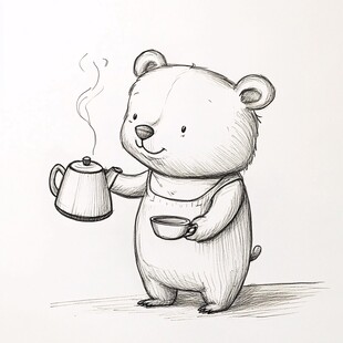 小熊线稿