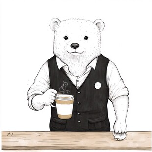 手绘熊ip插画