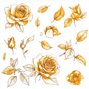 金色玫瑰设计素材