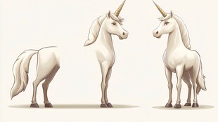 金色独角兽插画