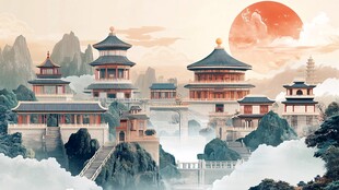 云雾缭绕的古代宫殿