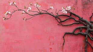 春日里 红墙边的杏花绽放