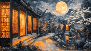 古风夜景图