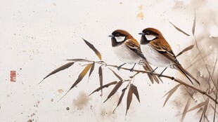 鸟与竹