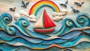 彩虹下的航行之旅