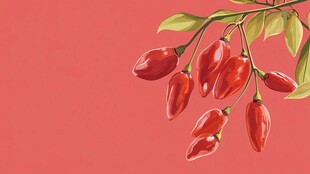 鲜红辣椒与绿叶相映成趣