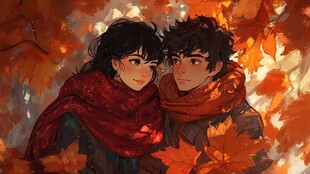 秋日暖阳下的浪漫邂逅