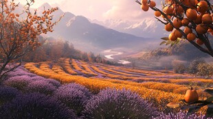 山谷中的薰衣草田