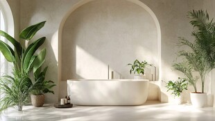 现代浴室绿植风情