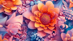 鲜花盛开的数字艺术