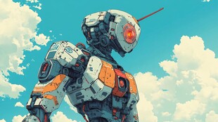 未来机器人天空背景