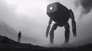 巨型机器人在荒芜之地的出现