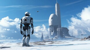 未来机器人探索外星基地