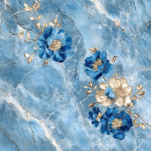蓝色花卉大理石纹理
