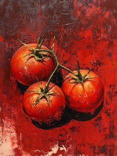 纹理红背景上的西红柿