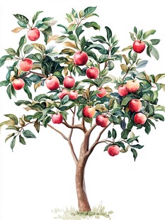 苹果树的水彩画