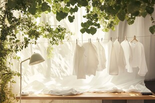 自然之光下的白衣飘扬