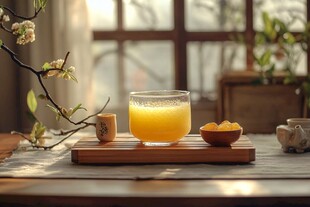橙汁与花香 窗边的宁静时刻