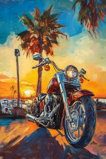 日落下的摩托车天堂