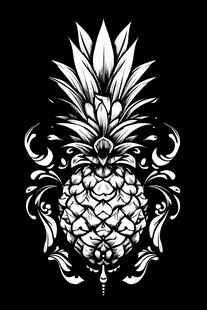 黑白菠萝艺术图案