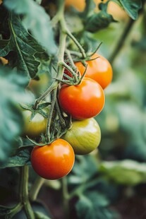 成熟的西红柿和未成熟的西红柿