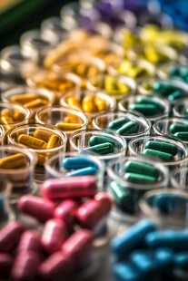 五彩缤纷的胶囊药丸