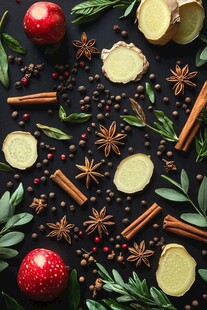 香料与水果的艺术性排列