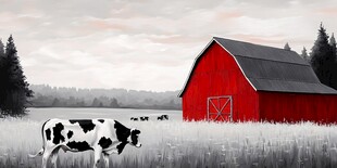 黑白农场 红色谷仓