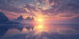 日落下的神秘山脉