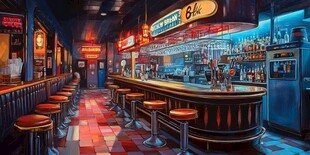 夜晚的城市酒吧