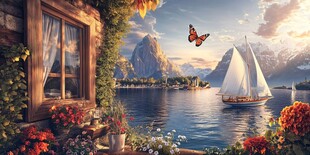 宁静的湖畔小屋