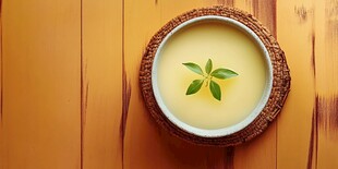 金黄汤中的绿叶