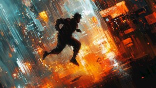 城市之夜的奔跑者