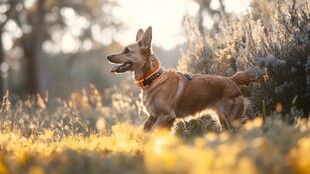 金毛猎犬在自然中嬉戏